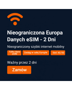 Nielimitowane dane eSIM w Europie — 2 dni