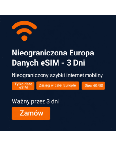 Nielimitowane dane w Europie – 3 dni