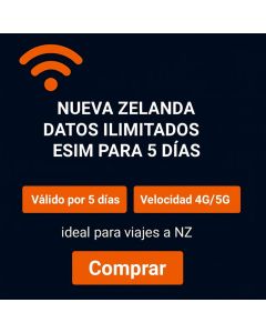 eSIM ilimitada de Nueva Zelanda durante 5 días