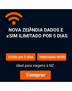 eSIM ilimitado da Nova Zelândia por 5 dias