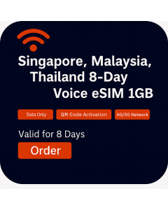 Singapore, Malaysia, Thailand 8-Day Voice/Data SIM(1GB daily Unlimited + 20 Minutes