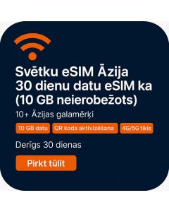 Svētku eSIM Āzija 30 dienu datu eSIM karte (10 GB neierobežots)