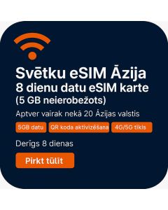 Svētku eSIM Āzija 8 dienu datu eSIM karte (5 GB neierobežots)