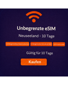 Unbegrenzte eSIM Neuseeland - 10 Tage
