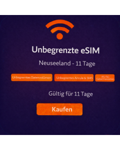 Unbegrenzte neuseeländische eSIM – 11 Tage
