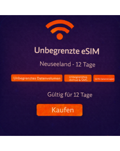 Unbegrenzte eSIM Neuseeland - 12 Tage