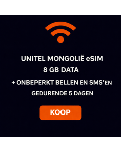 Unitel Mongolië eSIM – 8 GB data + onbeperkt bellen en sms'en gedurende 5 dagen