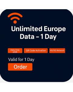 Activate Unlimited Europe Data eSIM | £6 | 1 Day Validity