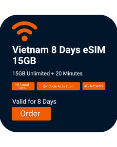 Install Vietnam 15GB Voice & Data eSIM | 8 Days + 20 Minutes Calls 