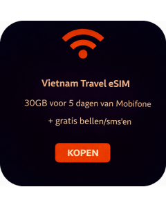 Vietnam Travel eSIM – 30GB voor 5 dagen van Mobifone + gratis bellen/sms'en